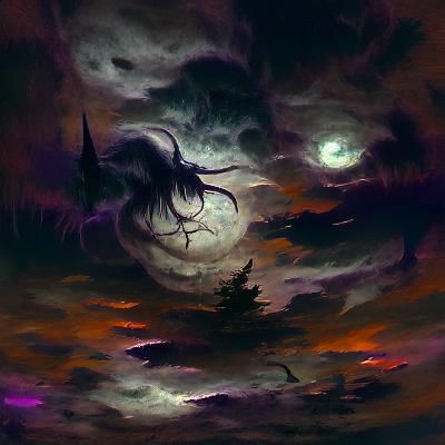 Sinister Witchcraft Under Moonlit Sky