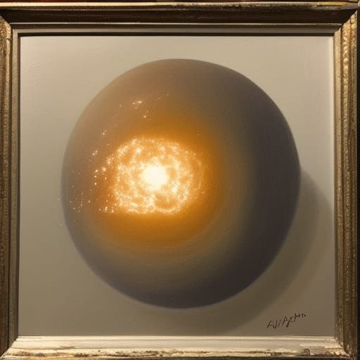 Universe Orb: Intricate Oil Painting with Volumetric Lightin...