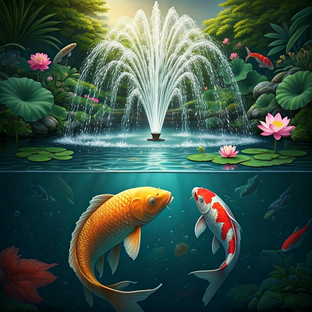 Japanese Zen Garden Koi Pond Illustration