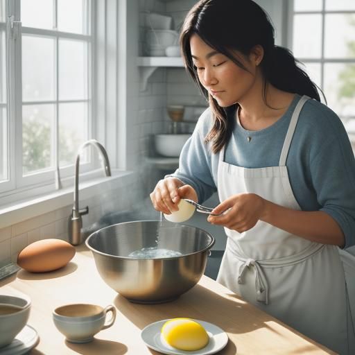 --sref 02021992 а woman preparing scrambled eggs