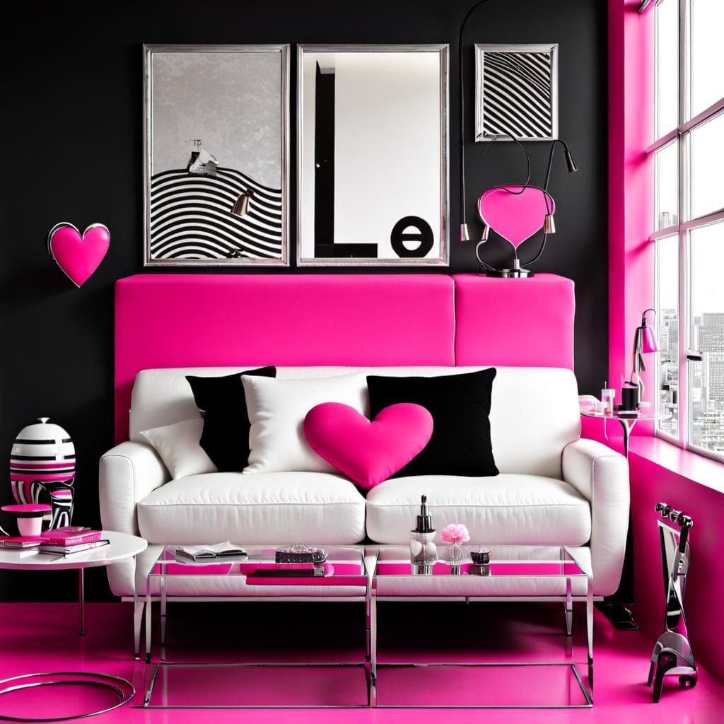 Retro Chic Bedroom in Hot Pink and Silver