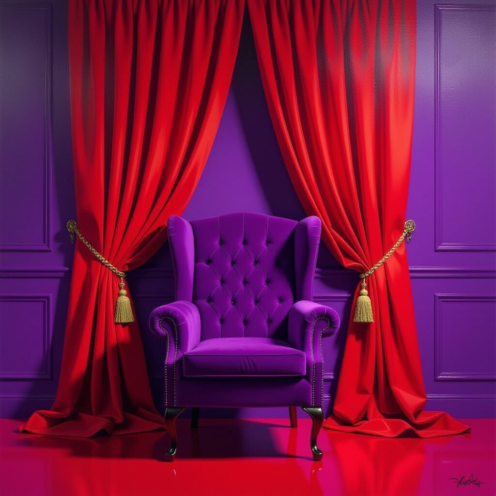 High Contrast Graffiti Art: Purple Chair