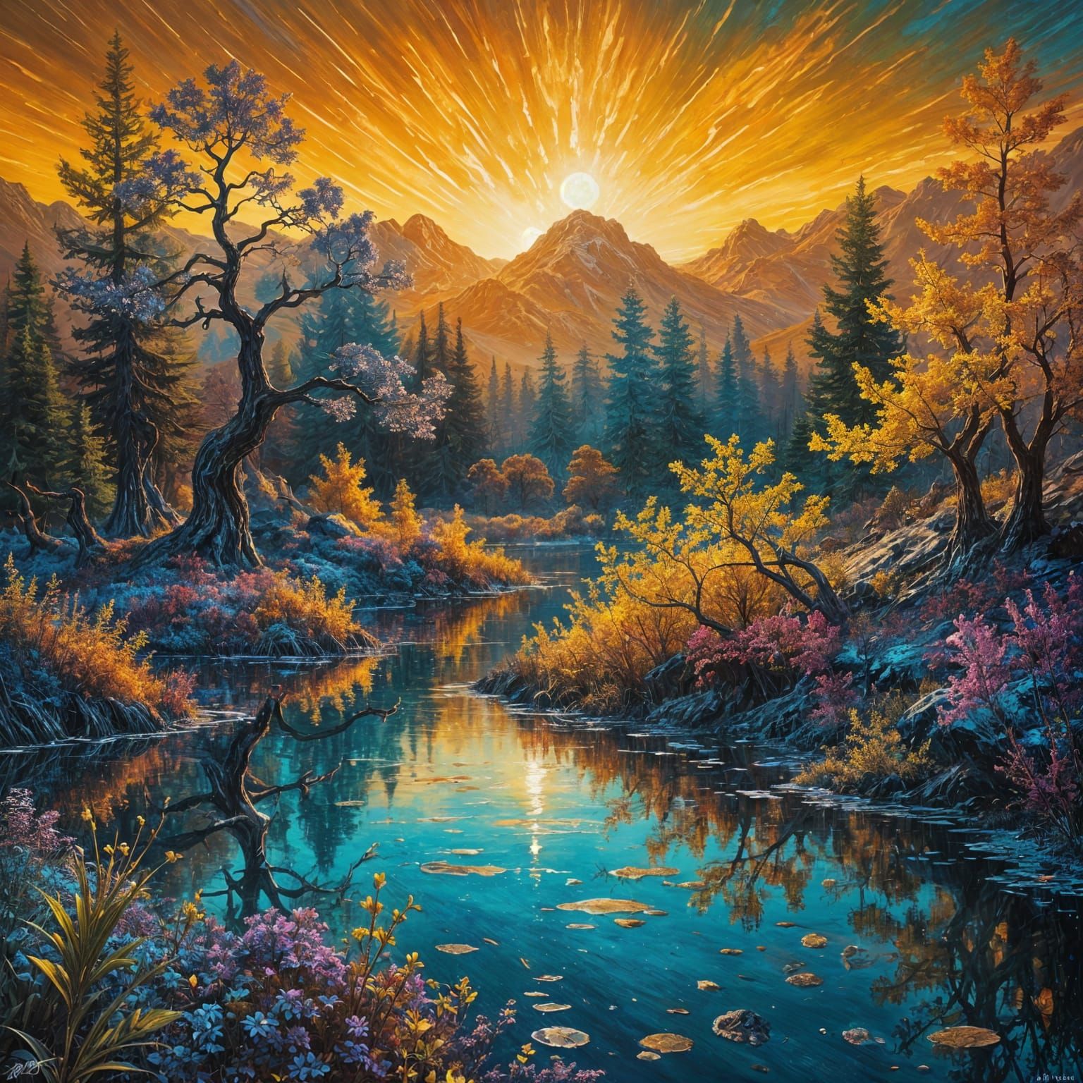 Vibrant Alien World in Impasto Oil Painting