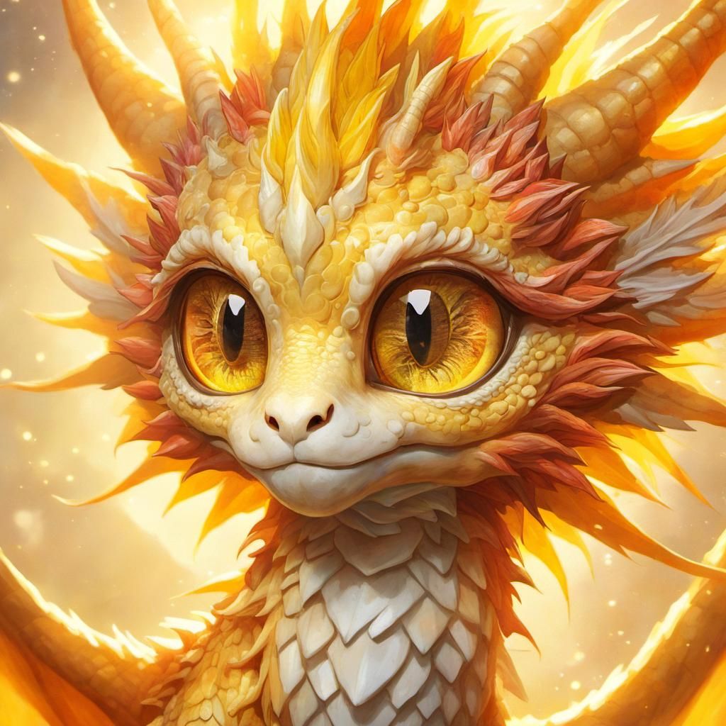 Adorable Sun Dragon Portrait in Anime Style
