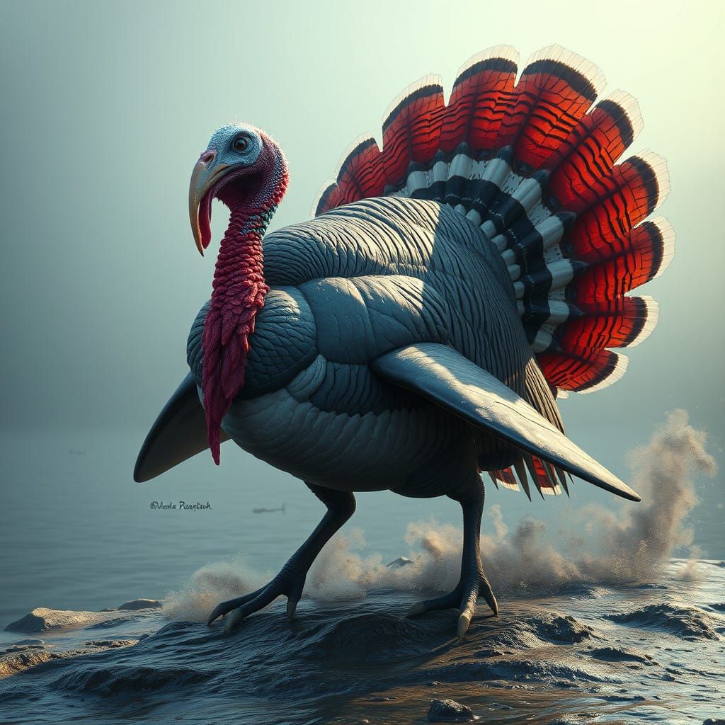 Turkey Shark Hybrid in Detailed Matte Painting Style