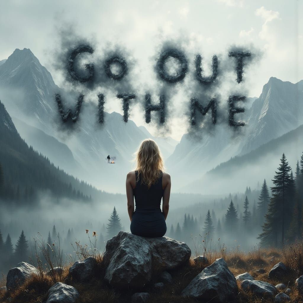 Man by Campfire on Misty Ledge