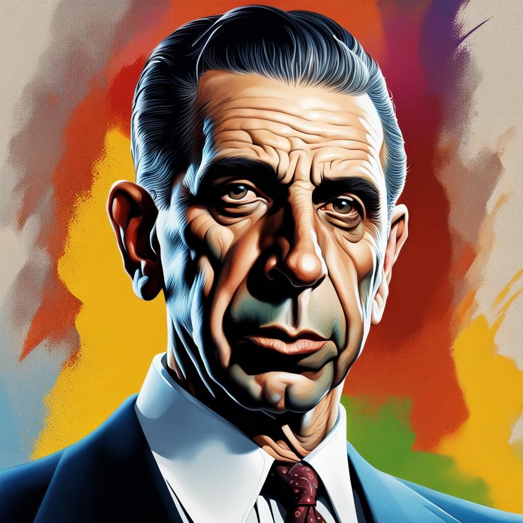 Meyer Lansky Portrait in Hyperrealistic Splash Art