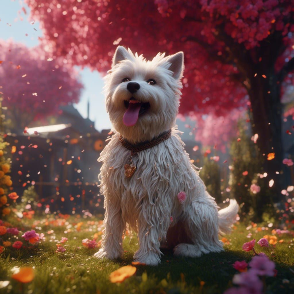 Cute Dog Playing Outside: Fantasy Concept Art