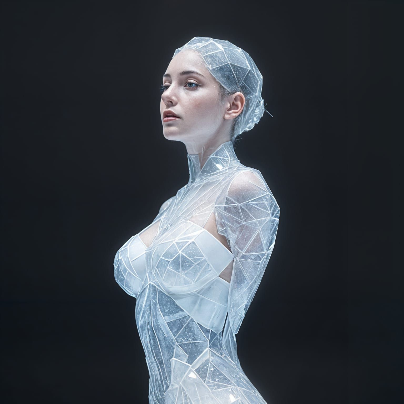 Icy Woman: A Body of Ice Crystals