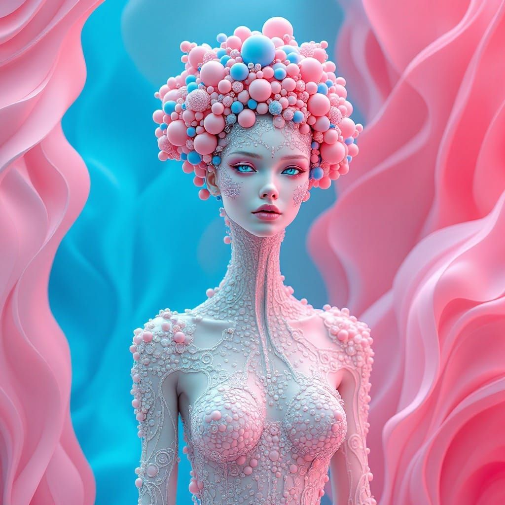 Ethereal Goddess Emerges in Futuristic Dreamscapes