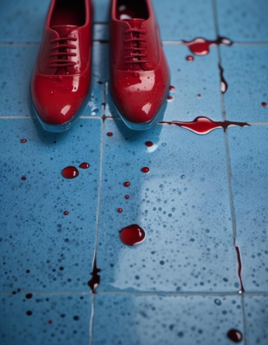 Macro Photo of Blood Drops on Tiled Floor