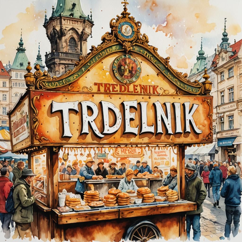 Trdelnik stall in a Prague fairground