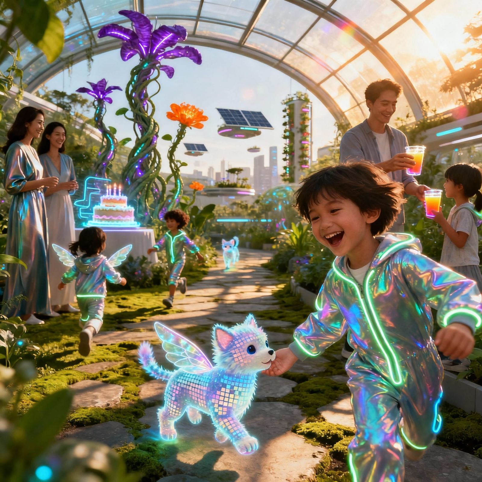 Futuristic Biodome Birthday Party in 2100