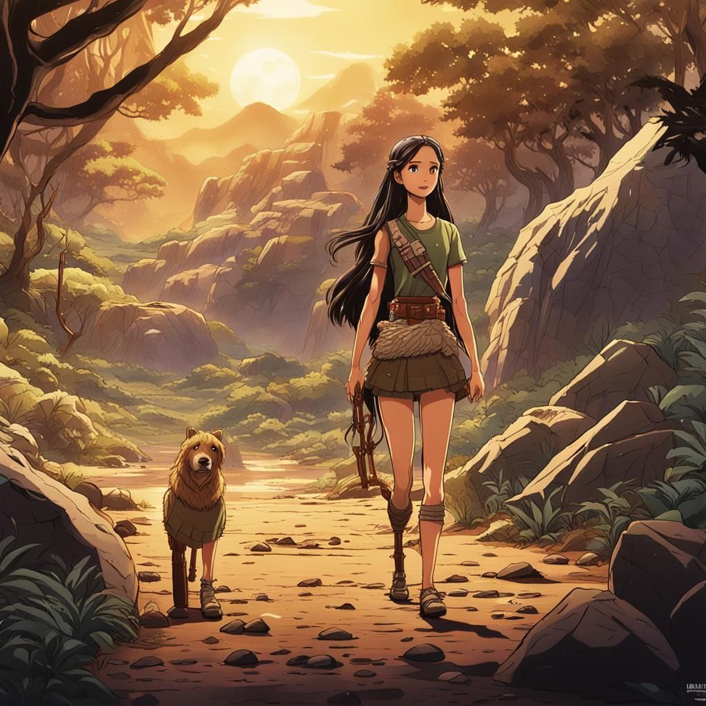 Paleolithic Barbie in Anime Style, Cel-Shaded