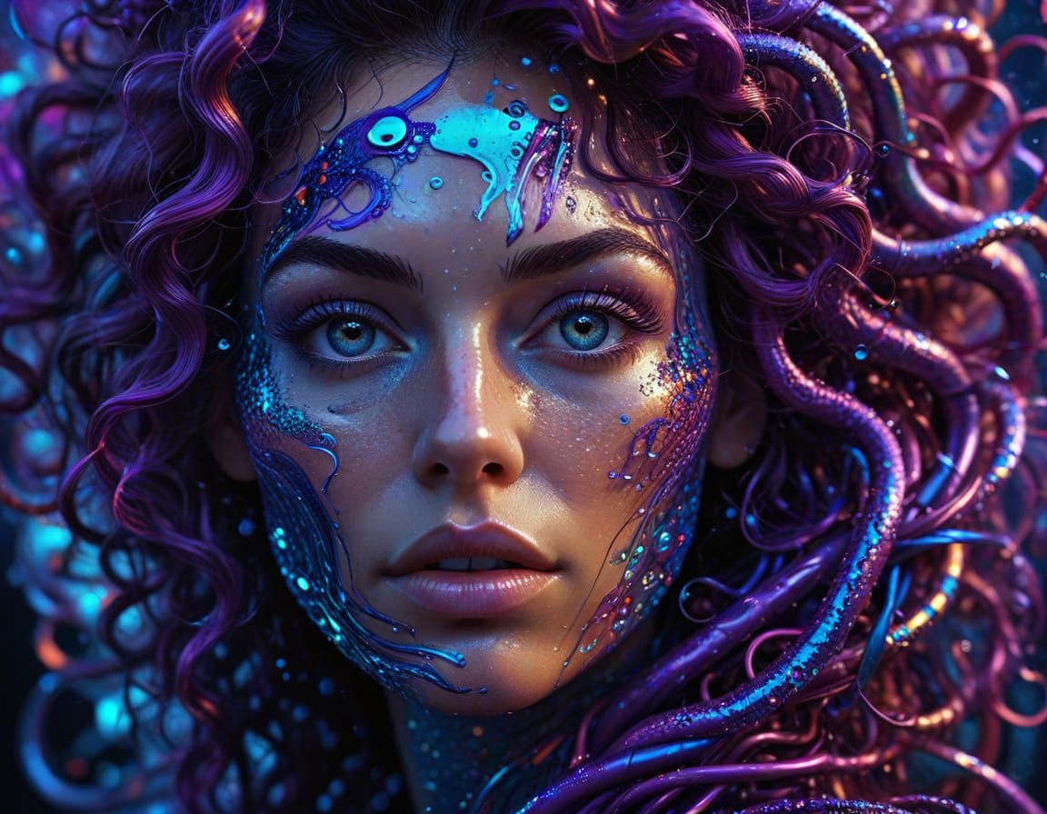 Iridescent Woman: Hyper-Realistic Digital Art