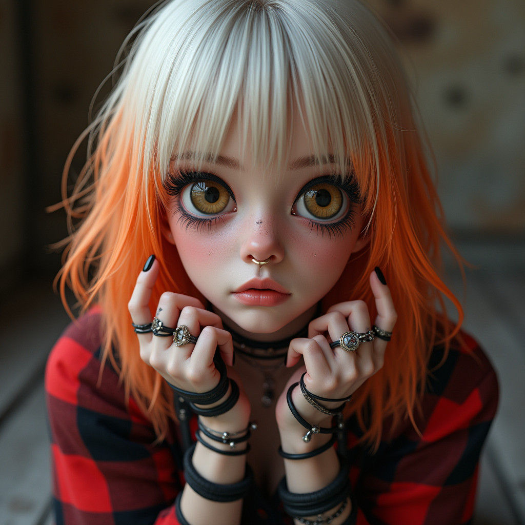 Stylized Portrait of an Alternative Girl in Digital Art Styl...