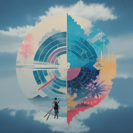 Abstract Samurai Woman Landscape