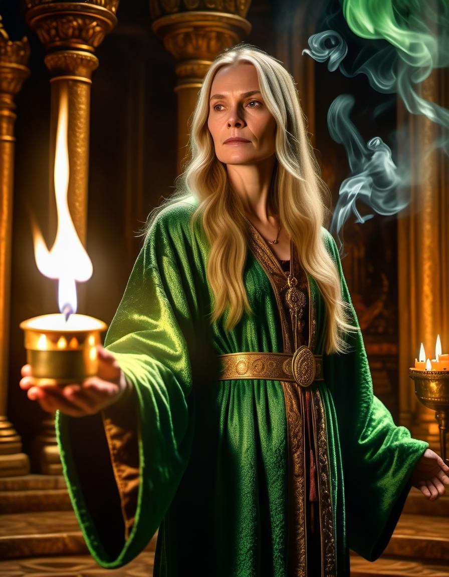 Renaissance-Style Portrait of Woman Before Throne