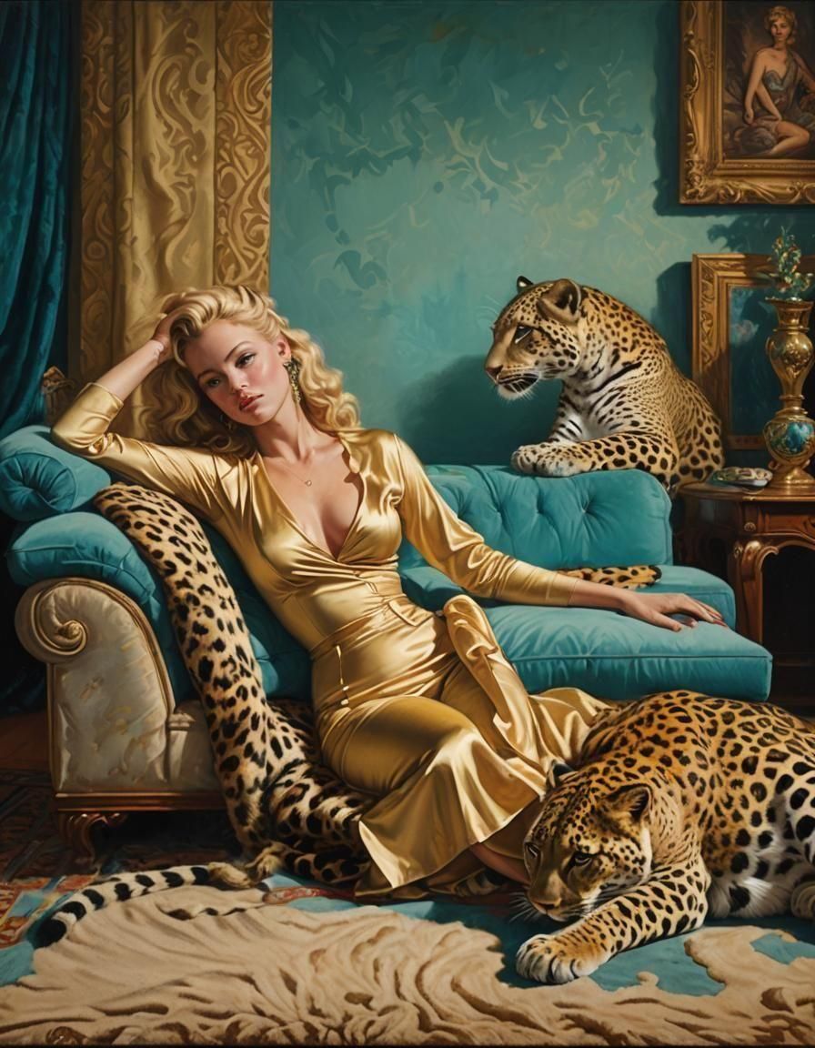 Venus with Leopard Print in Oil Painting Style