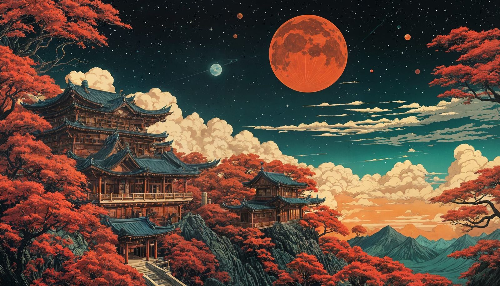 Studio Ghibli Dragon Landscape: Cosmic Anime Fantasy