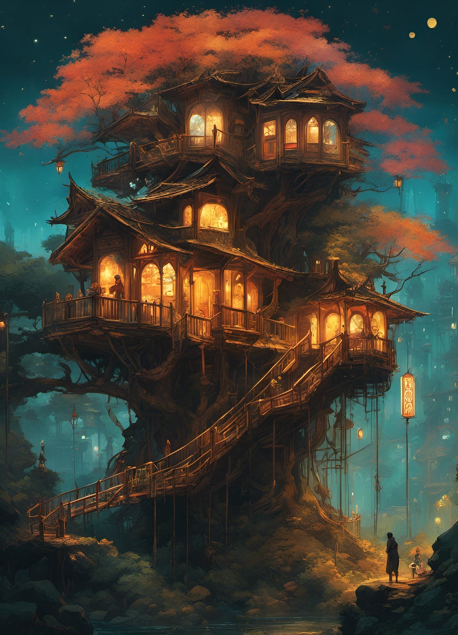 Ornate Treehouse: Hyperdetailed Matte Photo Masterpiece