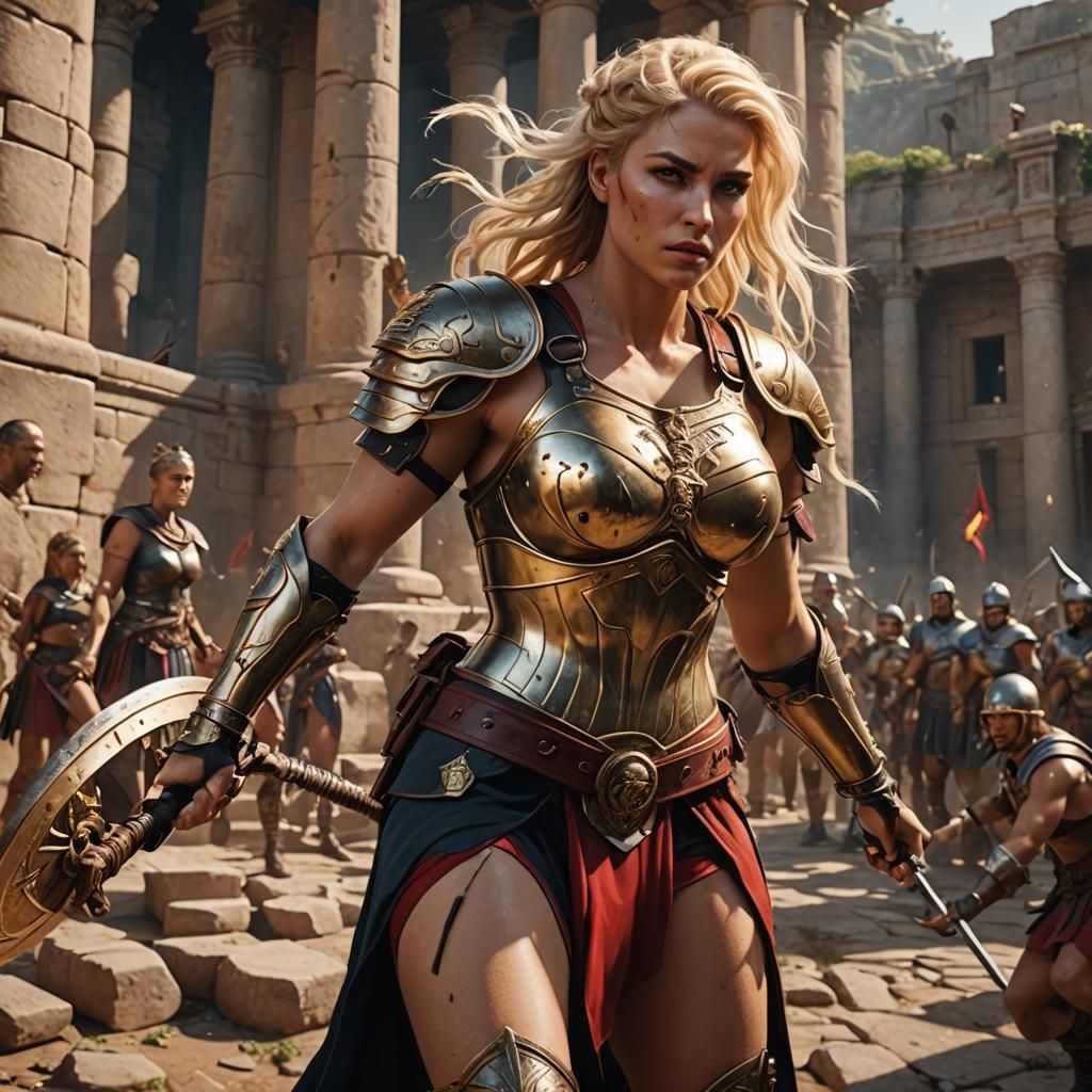 Beautiful Blonde  Roman Gladiatrix Training