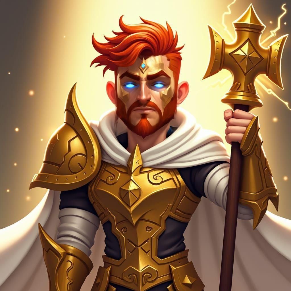 Paladin in Golden Armor, Cartoon Style