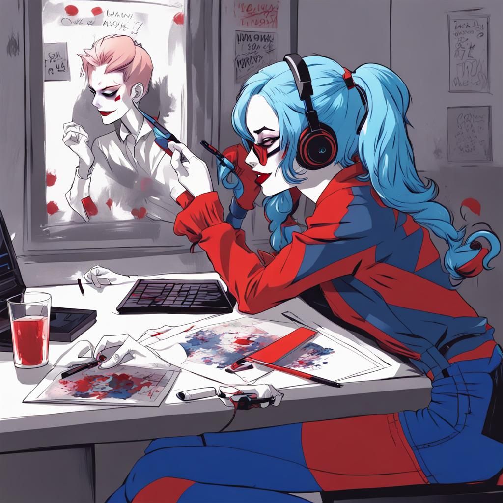 Harley Quinn Inspired Anime Drawing of the Joker