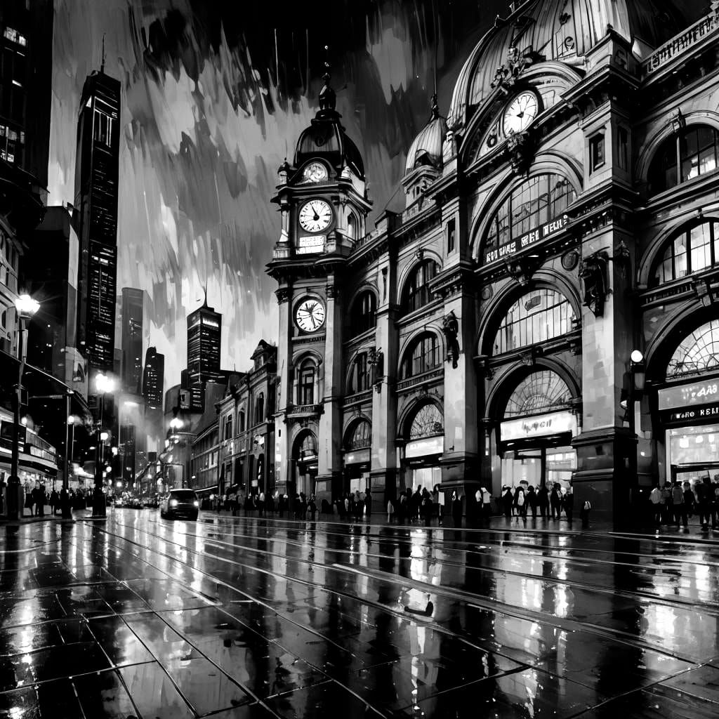 Flinders Street Station: Warhol-esque Pastel Impression