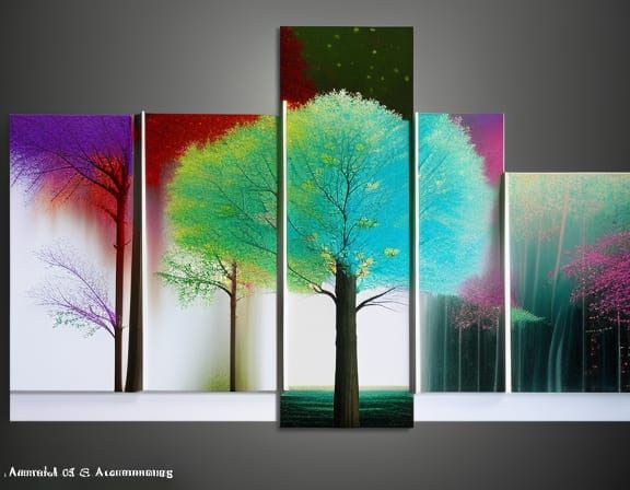 Four Seasons Abstract Acrylics Digital Masterpiece