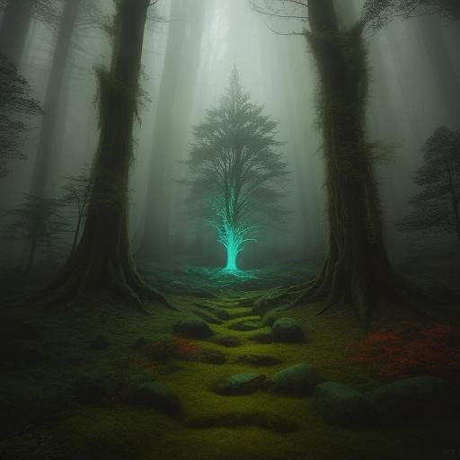 Druid Summons Wolf in Misty Forest