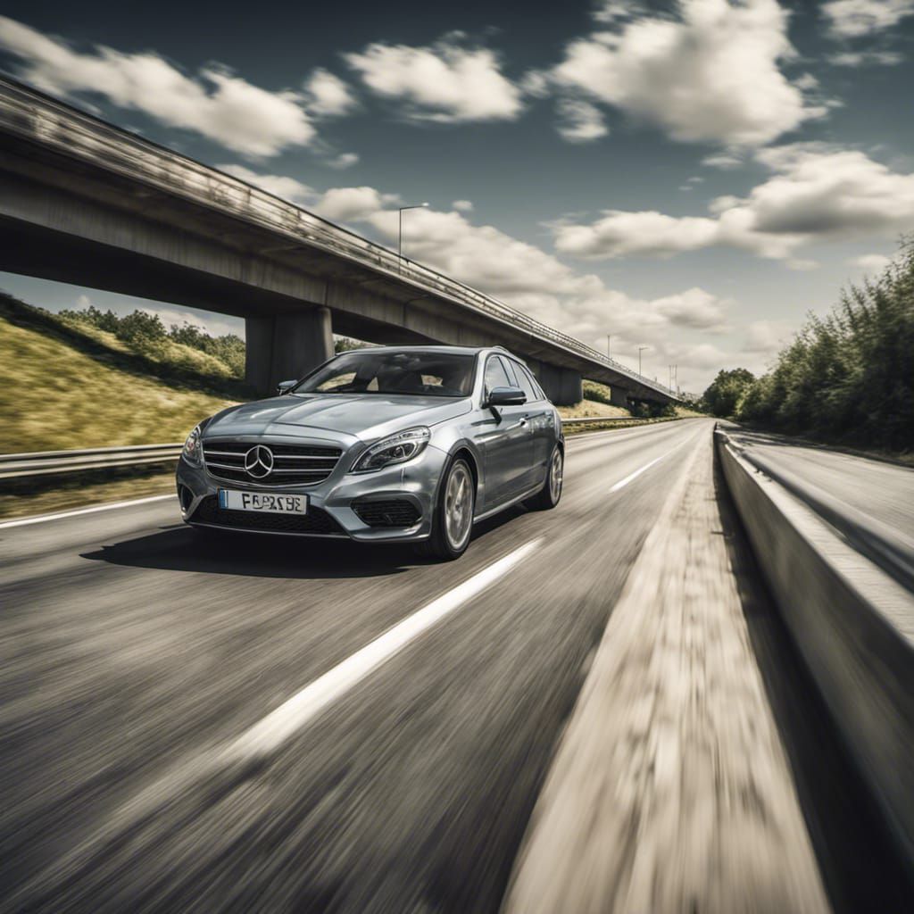 Hyperrealistic Man Runs Beside Car on Motorway