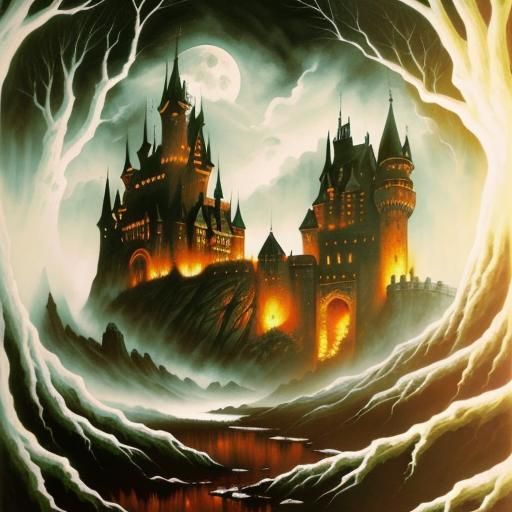 Dracula's Castle: A Gothic Horror Illustration