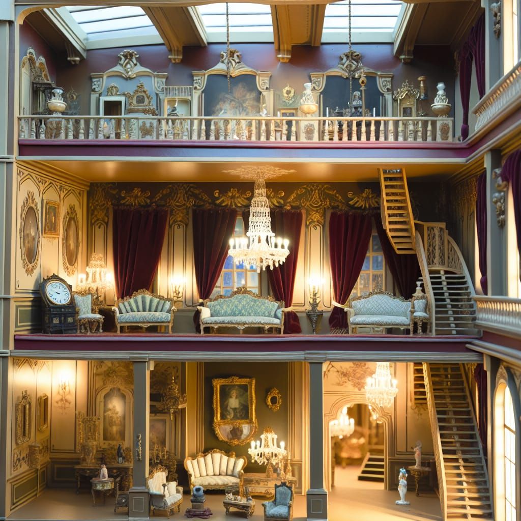 Luxurious Miniature Mansion with Elaborate Details and Opule...