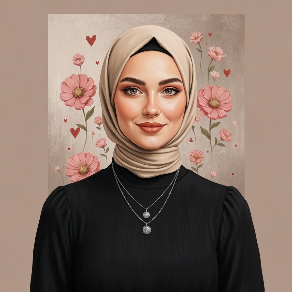 Modern Hijab Woman Oil Painting Portrait