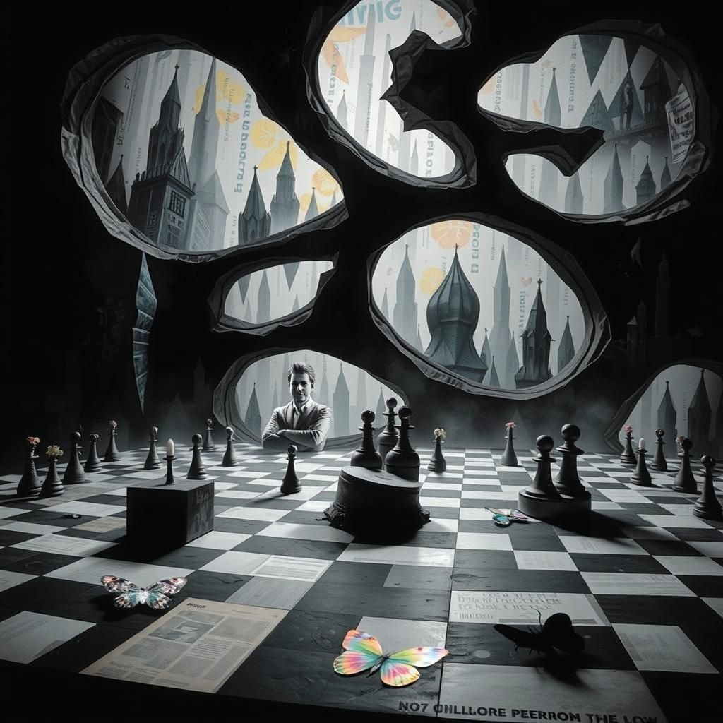 Abstract Autumn Collage of a Performer in Dada Style