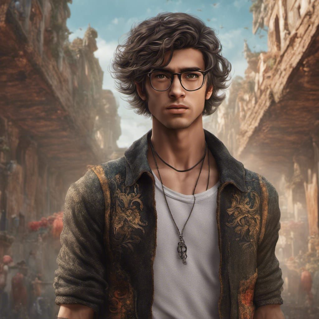 Detailed Portrait of Young Man in Fantasy Art Style