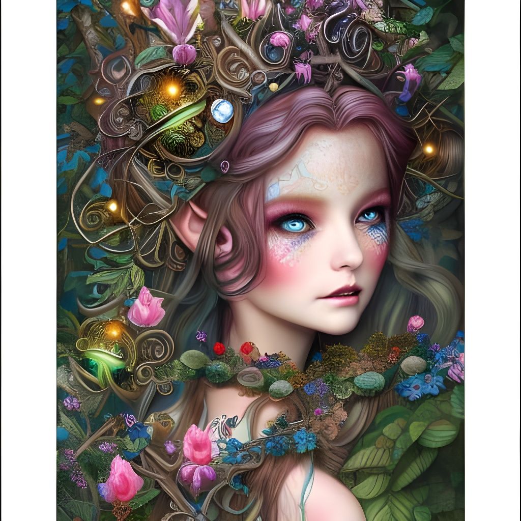 Hyperdetailed Elf Queen in Forest Digital Painting