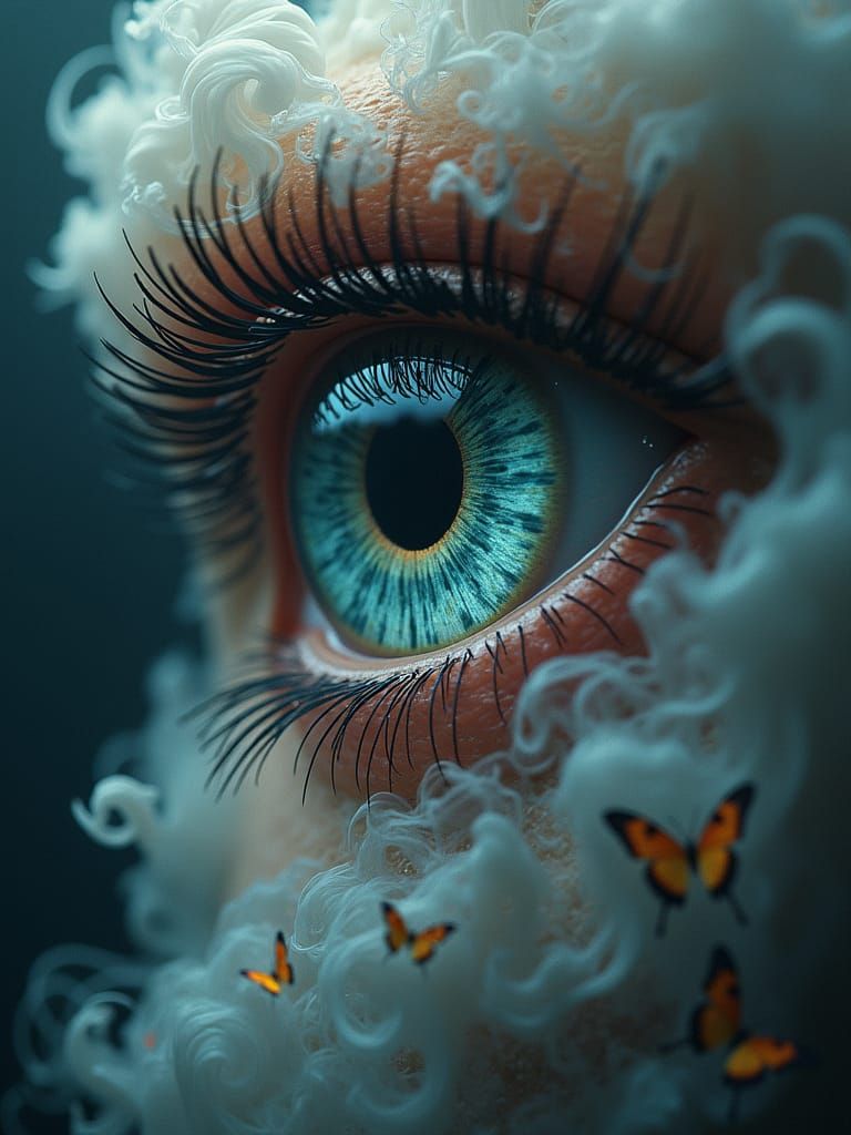 Eerie Eye of Smoke and Butterflies: Hyperdetailed Digital Ar...