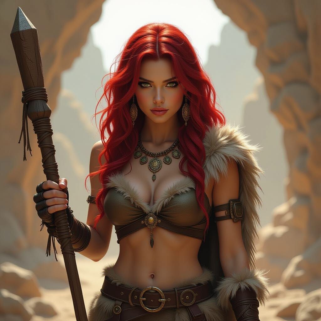 Hyperdetailed Cave Woman Concept Art in 8K Resolution