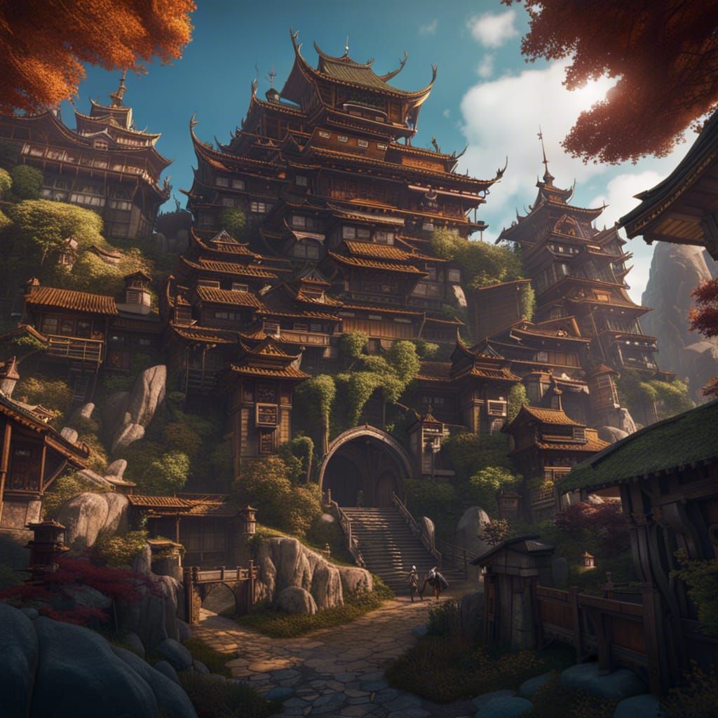 Shangri-La: Detailed Matte Painting in Fantasy Style