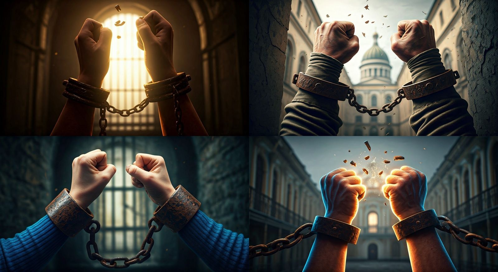 Hands Breaking Free in St. Petersburg, a Symbol of Liberatio...