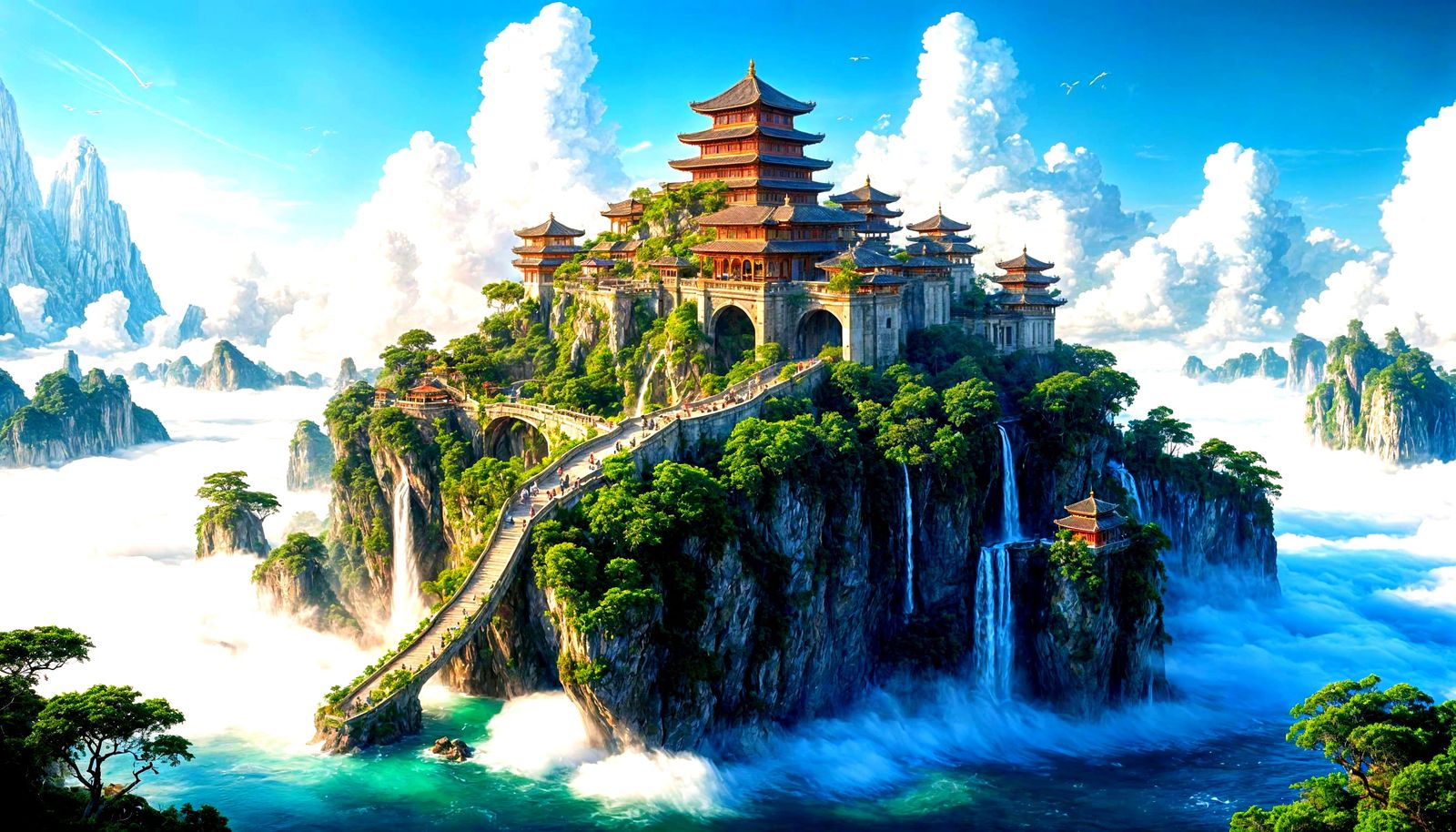 Paradise of Floating Islands with Ancient Greek Temples