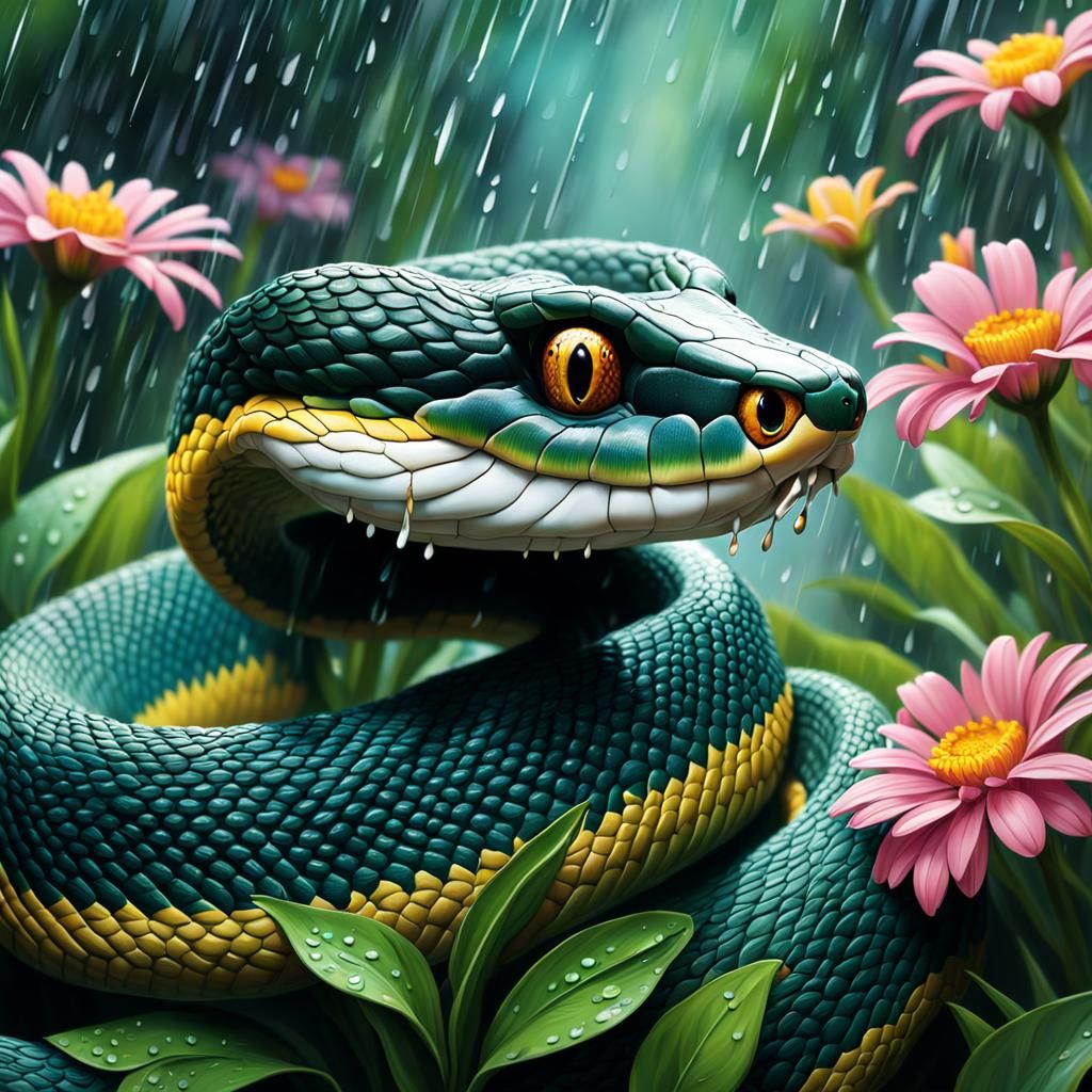 Snake in the rain