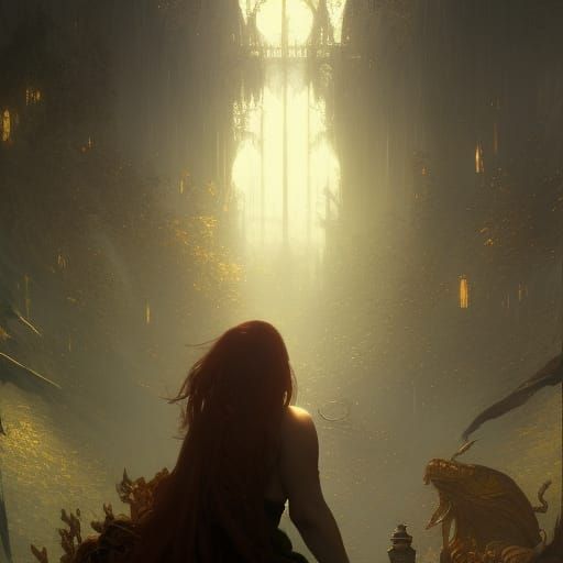 Dreamscape: Dark Fantasy Art in Purple and Yellow