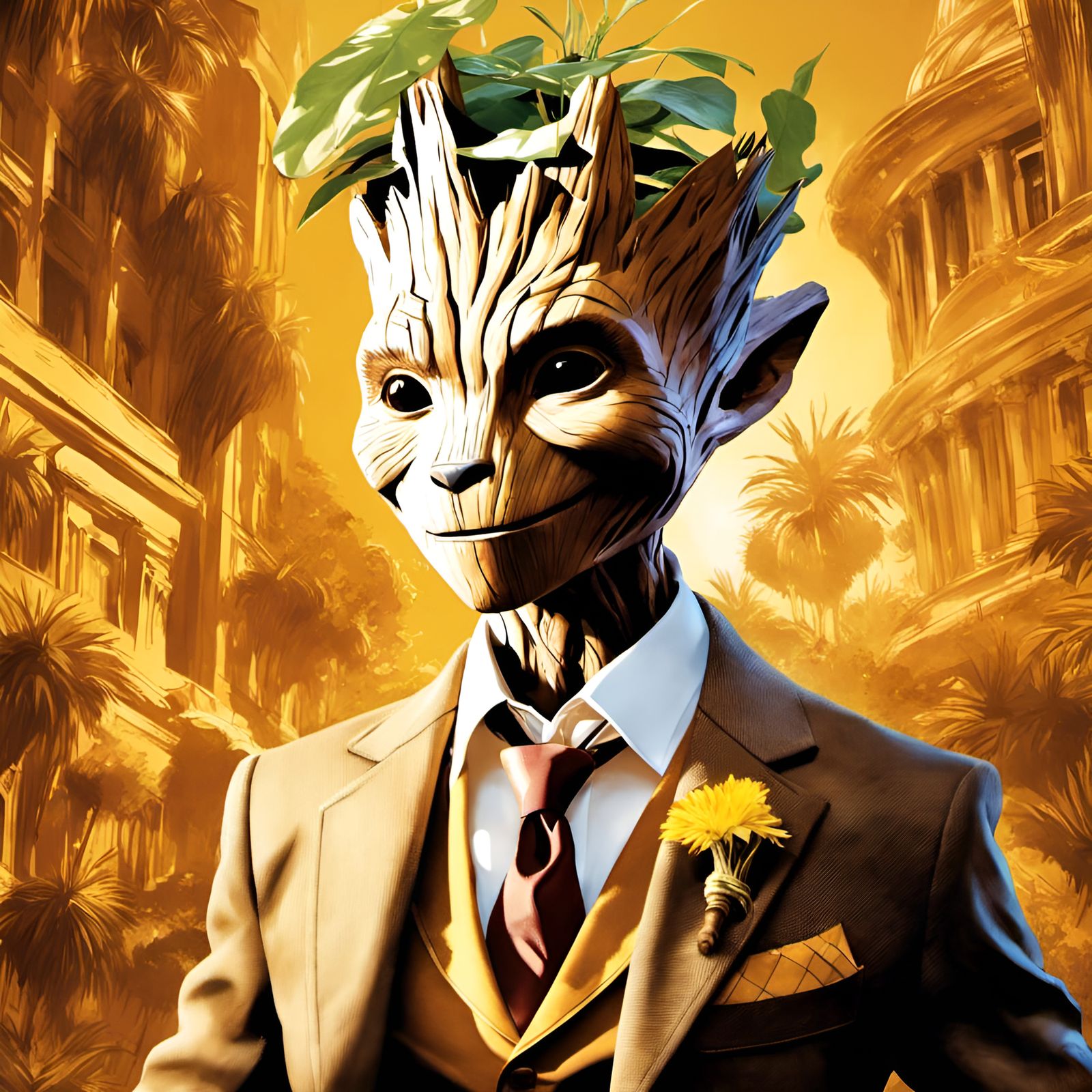 Groot as Newt Scamander Sepia Portrait