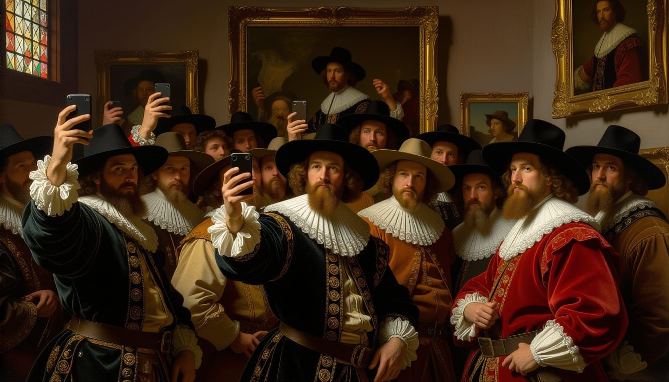 The Night Watchmen Selfie in Renaissance Style