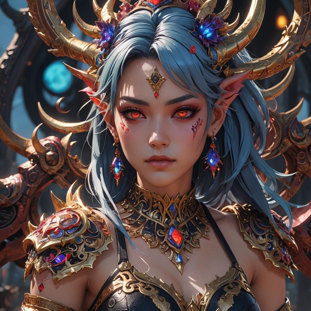 Anime Demon Queen in Mystical Realm Concept Art