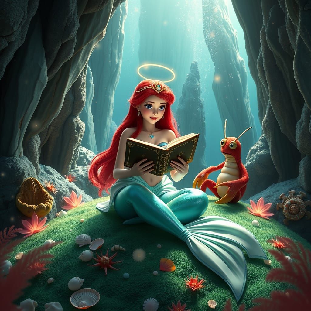 Princess Ariel in Enchanted Underwater Library