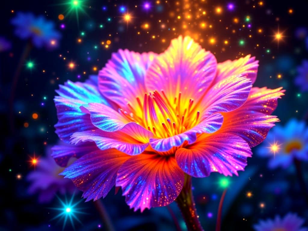 Majestic Iridescent Flower with Magic Dust